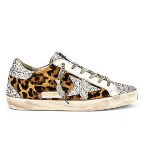 Golden Goose Leopard Print & Silver Star Low-Top Sneaker - Brown/Silver